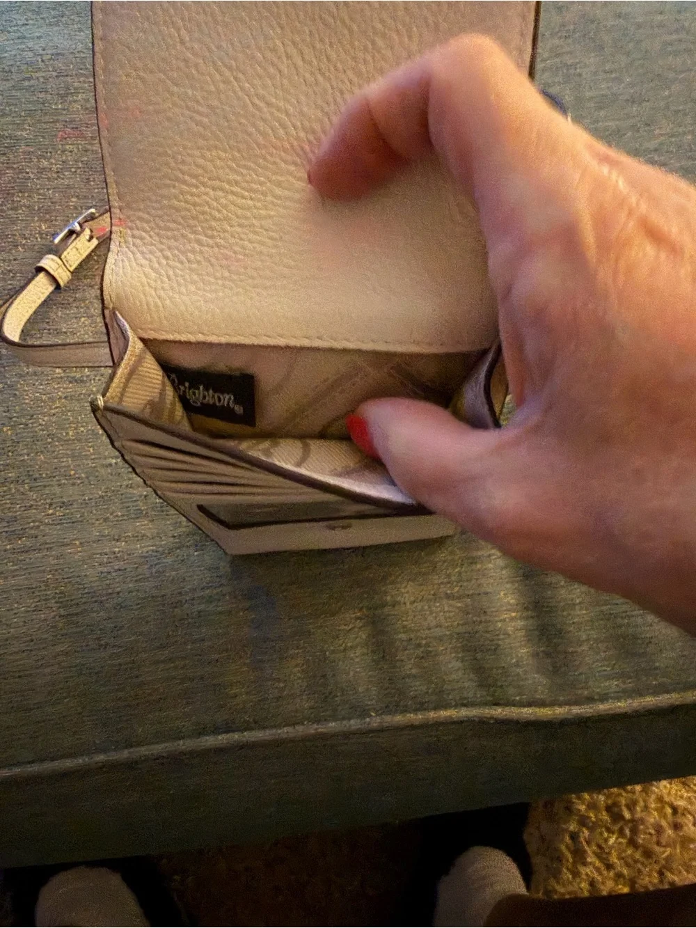 Brighton Beige Leather Crossbody Phone Wallet with Celtic Knot